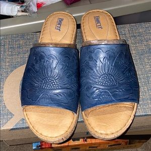 Born Sandals Fish Lake Blue Leather Upper